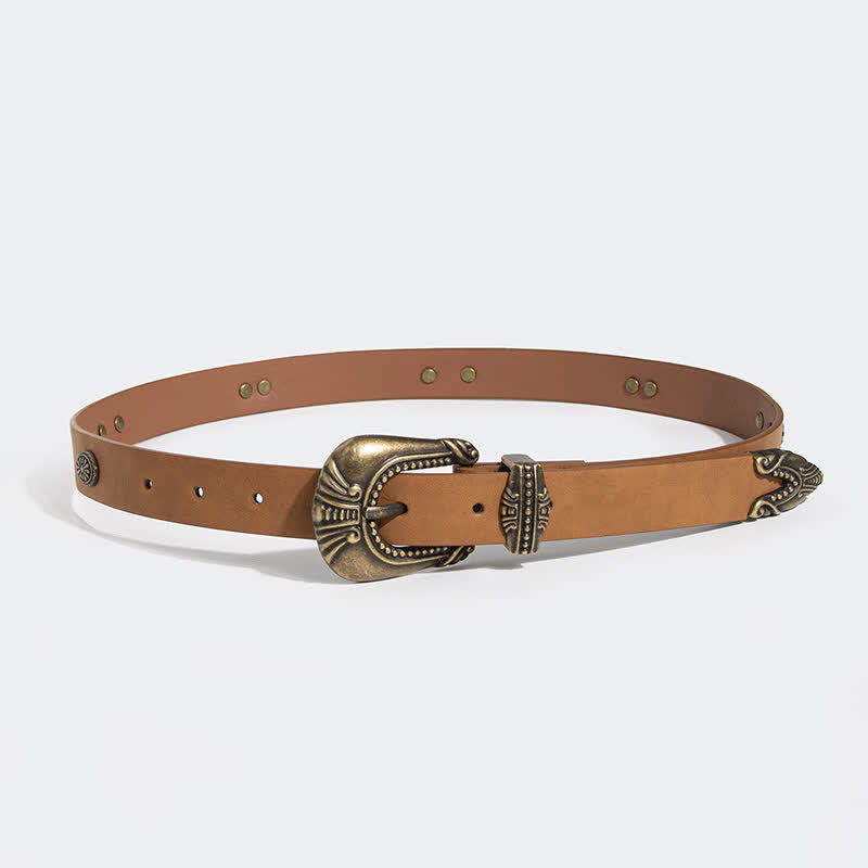 Ceinture en cuir à rivets conchos de style palais pour femme