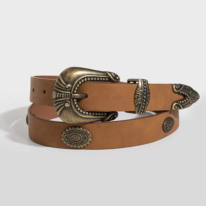 Ceinture en cuir à rivets conchos de style palais pour femme