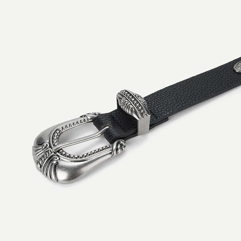 Ceinture en cuir à rivets conchos de style palais pour femme