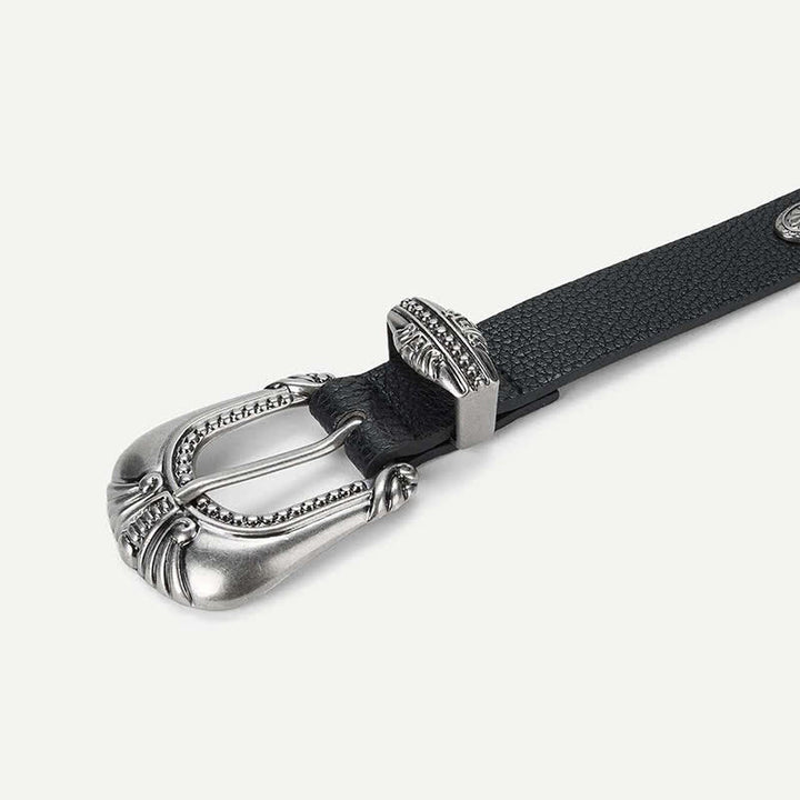 Ceinture en cuir à rivets conchos de style palais pour femme