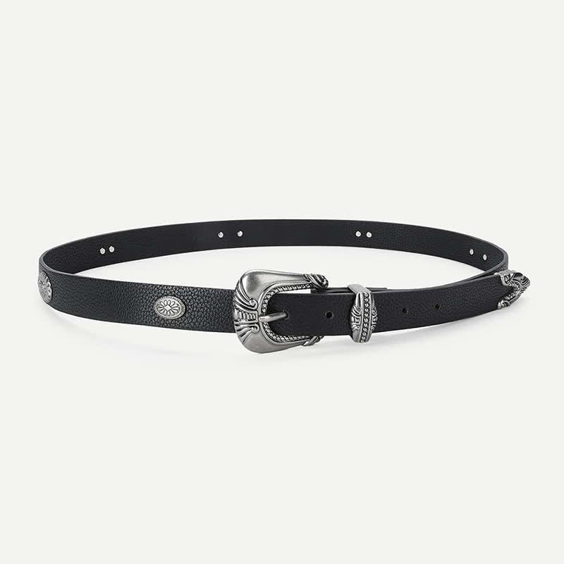 Ceinture en cuir à rivets conchos de style palais pour femme