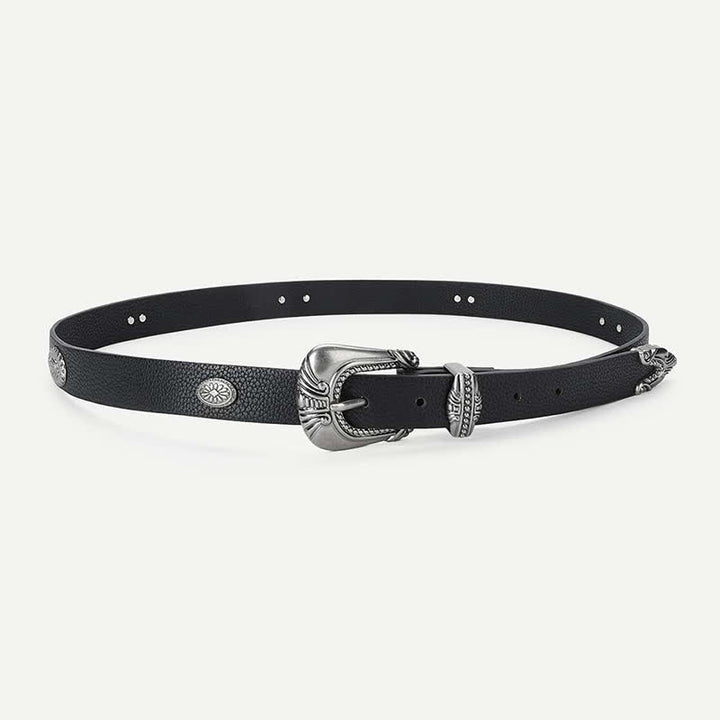 Ceinture en cuir à rivets conchos de style palais pour femme