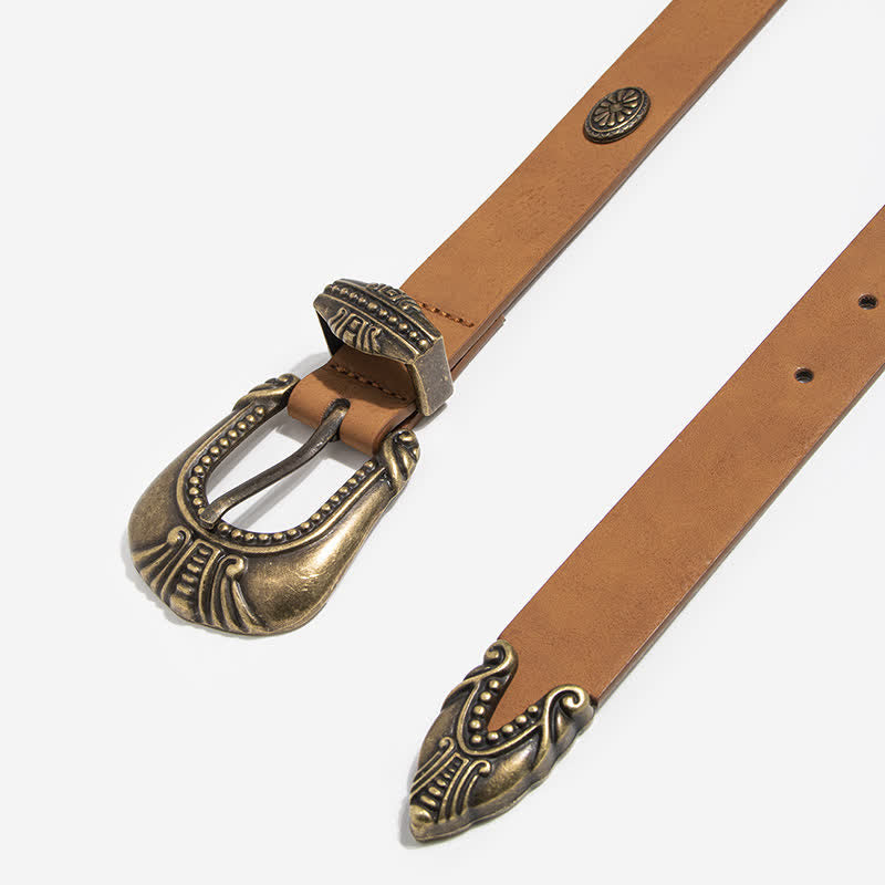 Ceinture en cuir à rivets conchos de style palais pour femme