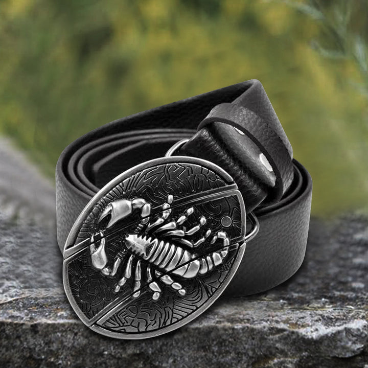 Ceinture en cuir scorpion pour homme avec couteau pliant