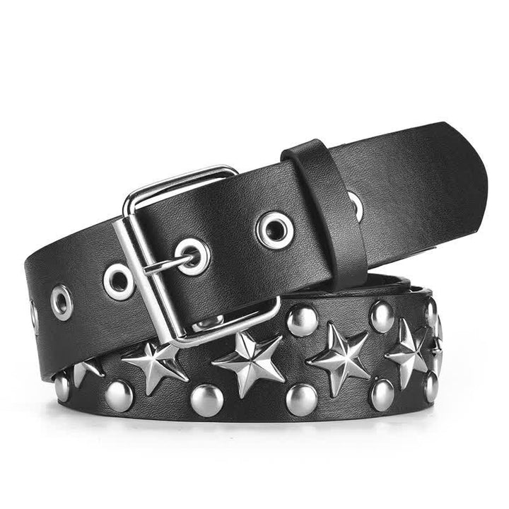 Ceinture en cuir à rivets et clous style punk rock star