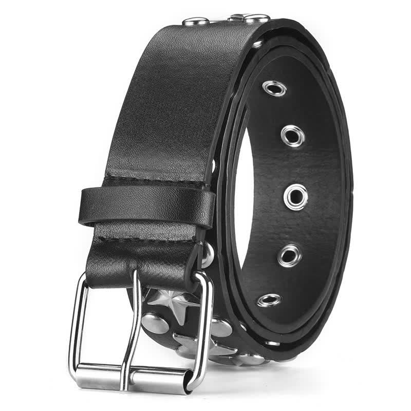 Ceinture en cuir à rivets et clous style punk rock star