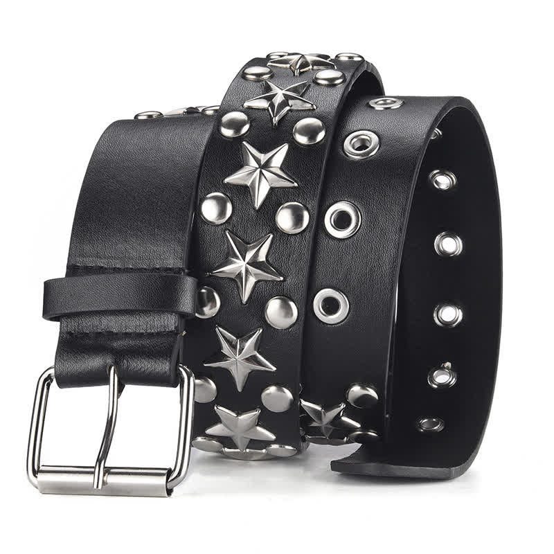 Ceinture en cuir à rivets et clous style punk rock star
