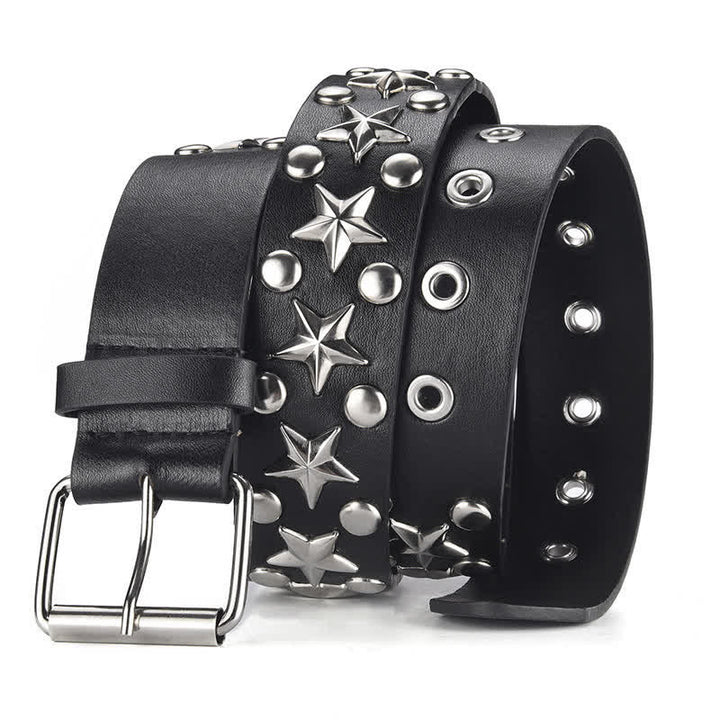 Ceinture en cuir à rivets et clous style punk rock star
