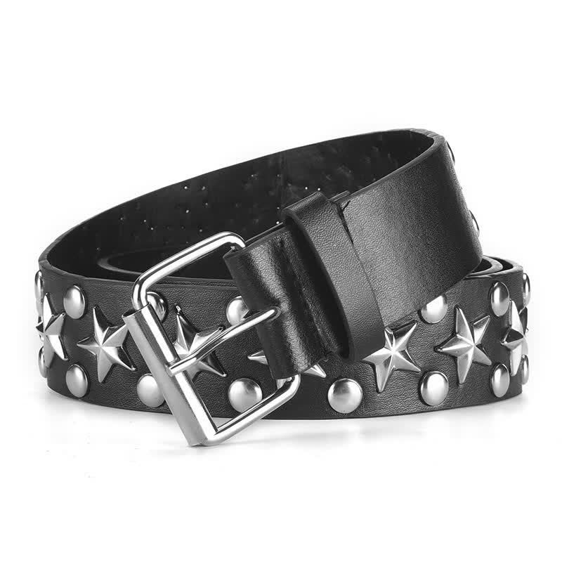 Ceinture en cuir à rivets et clous style punk rock star