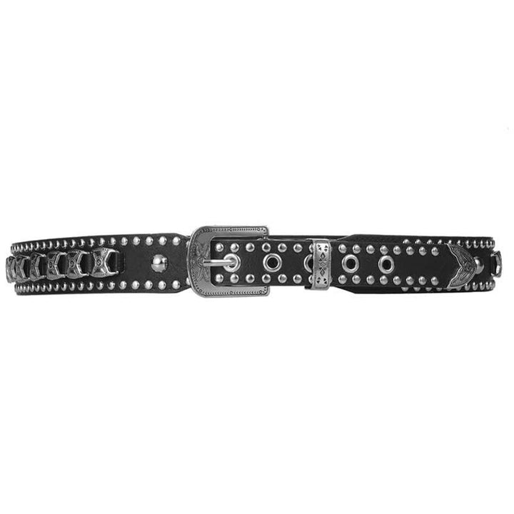 Ceinture en cuir avec boucle sculptée et rivets concho occidental