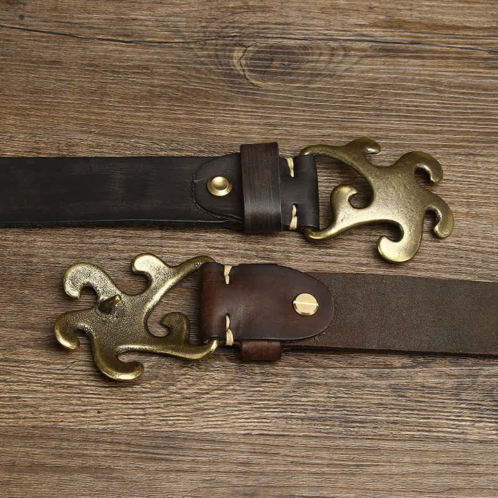 Ceinture en cuir à boucle en laiton rétro Star Burst pour homme