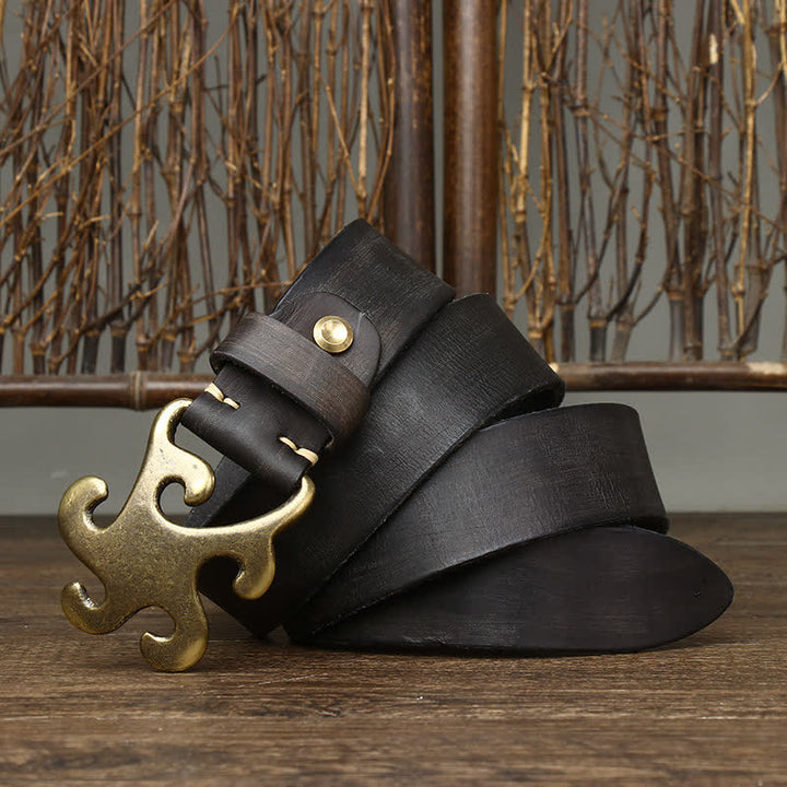 Ceinture en cuir à boucle en laiton rétro Star Burst pour homme