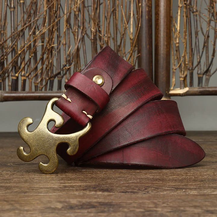 Ceinture en cuir à boucle en laiton rétro Star Burst pour homme