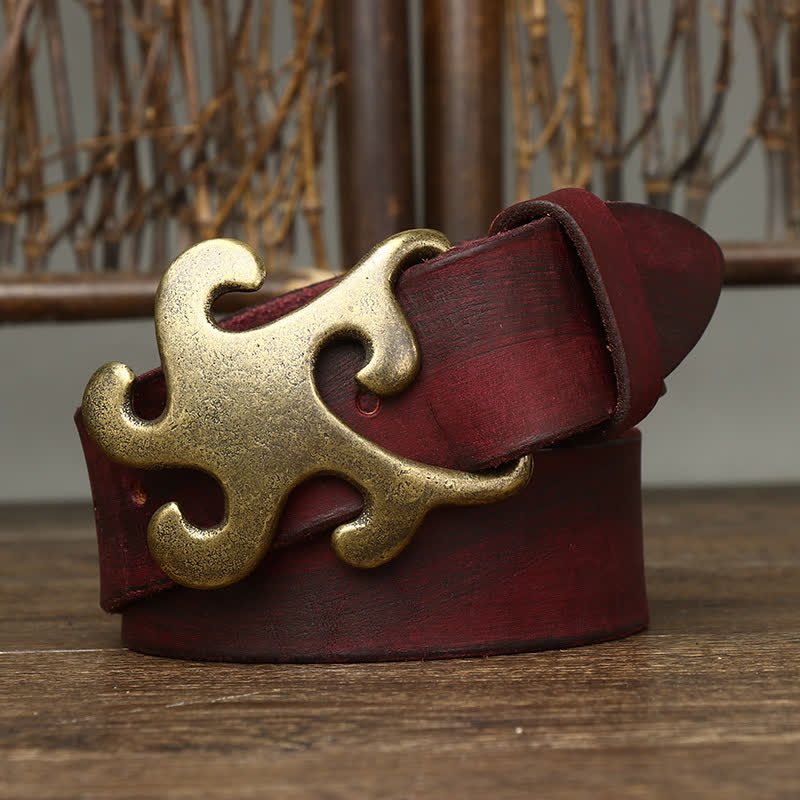 Ceinture en cuir à boucle en laiton rétro Star Burst pour homme