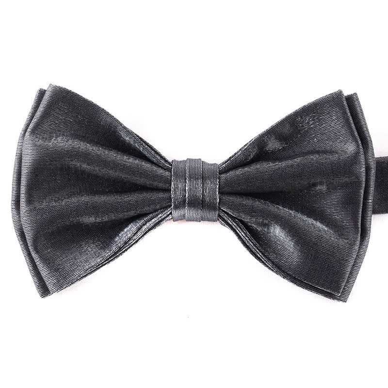 Nœud papillon double épaisseur décontracté pour homme, couleur unie
