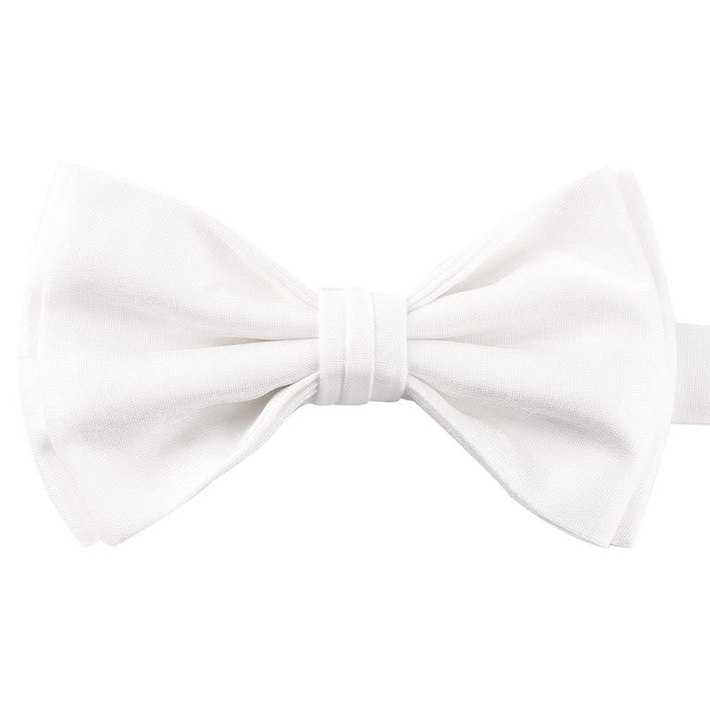 Nœud papillon double épaisseur décontracté pour homme, couleur unie