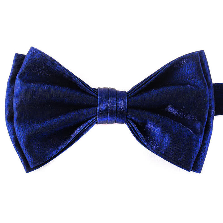 Nœud papillon double épaisseur décontracté pour homme, couleur unie