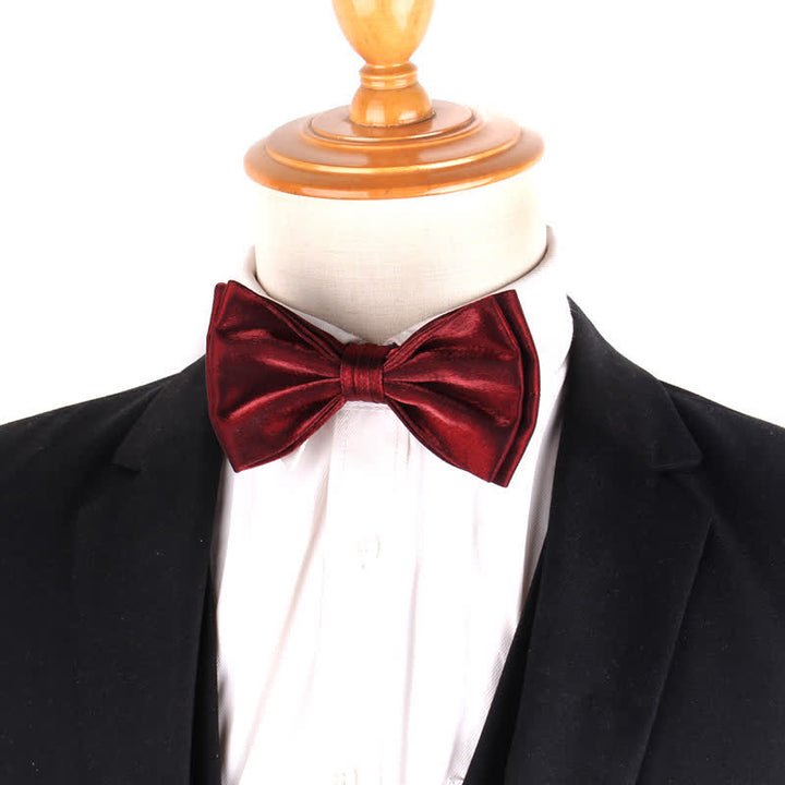 Nœud papillon double épaisseur décontracté pour homme, couleur unie