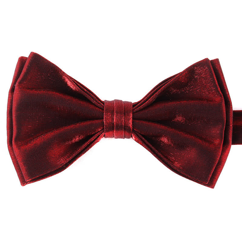 Nœud papillon double épaisseur décontracté pour homme, couleur unie