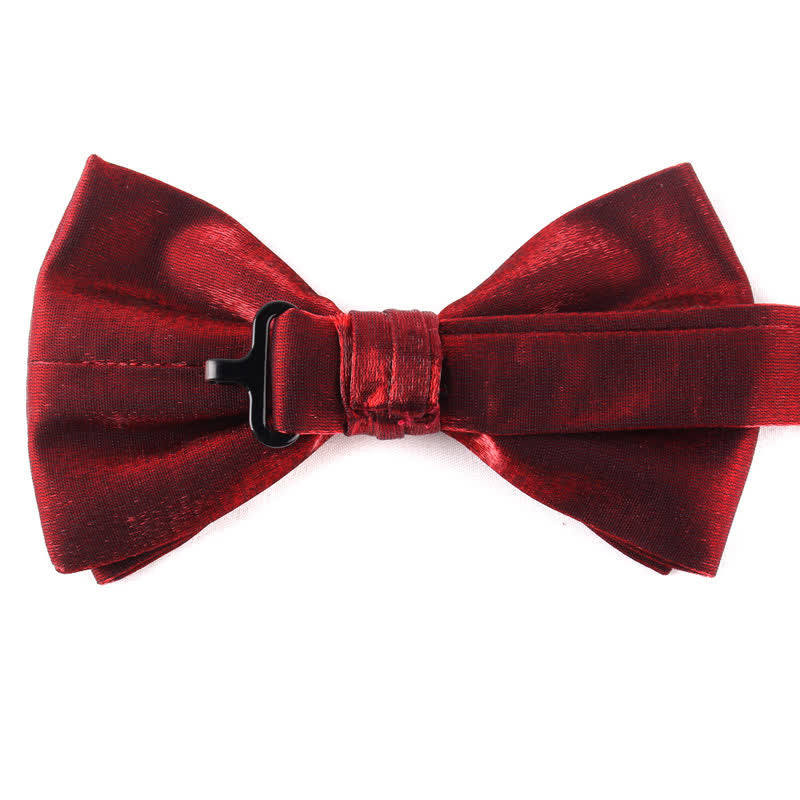 Nœud papillon double épaisseur décontracté pour homme, couleur unie