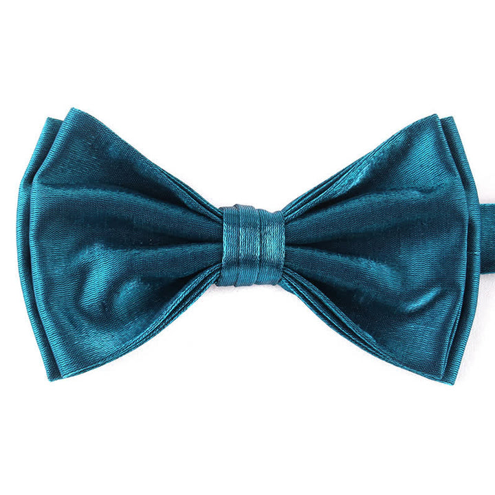 Nœud papillon double épaisseur décontracté pour homme, couleur unie