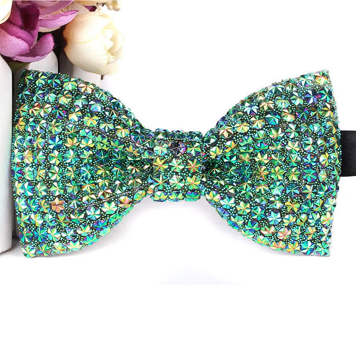 Nœud papillon de fête luxueux en strass scintillant pour homme