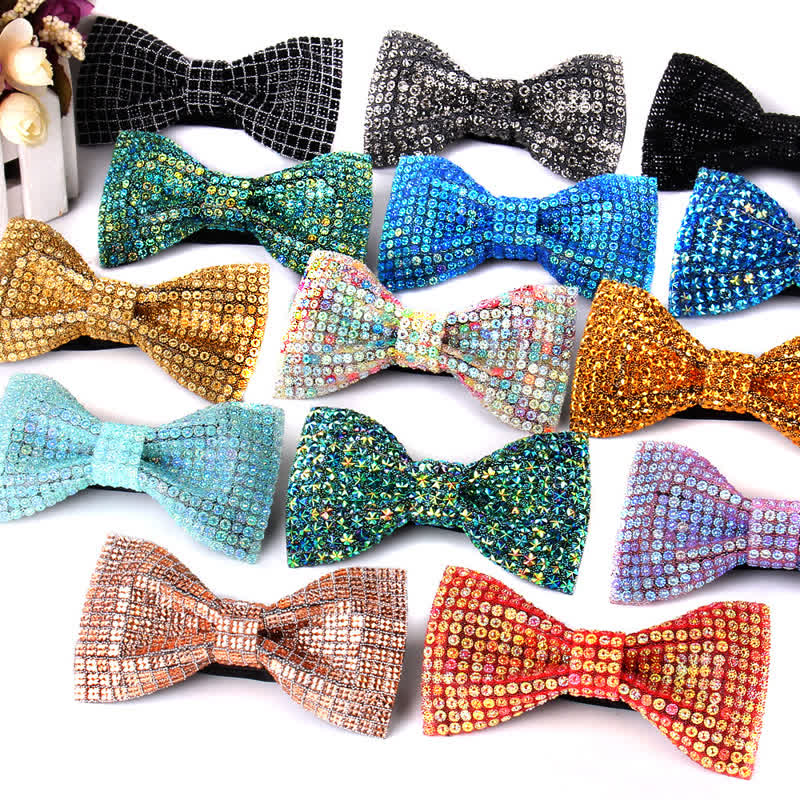 Nœud papillon de fête luxueux en strass scintillant pour homme