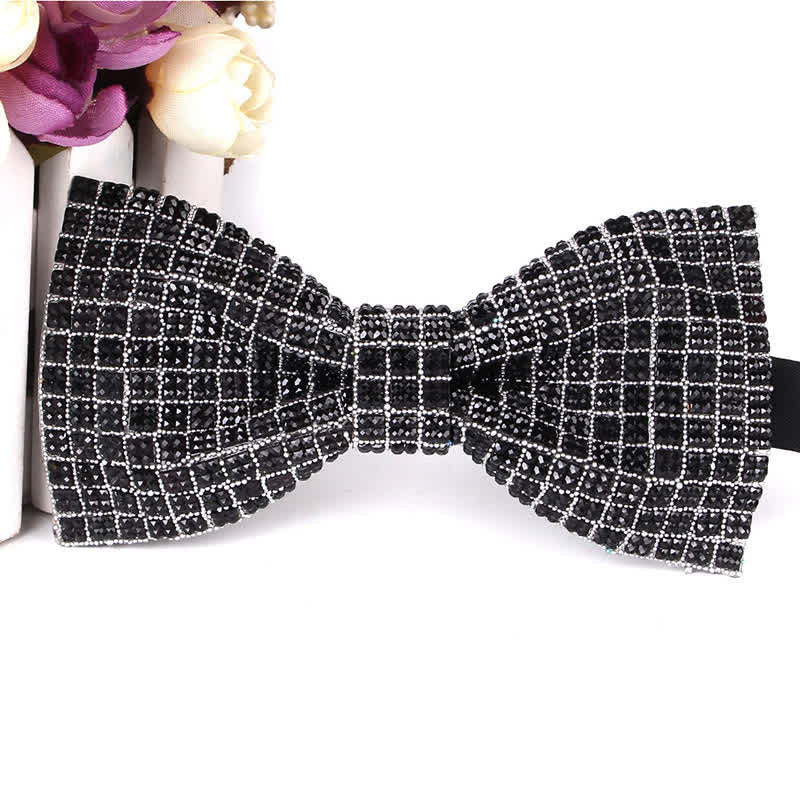 Nœud papillon de fête luxueux en strass scintillant pour homme