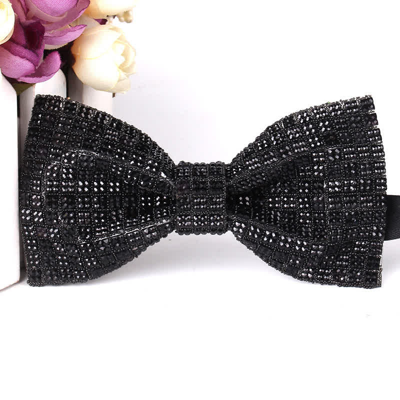 Nœud papillon de fête luxueux en strass scintillant pour homme