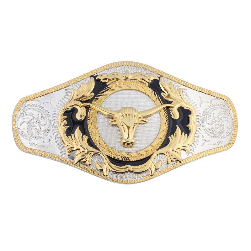 Ceinture en cuir à boucle dorée pour homme avec motif animal occidental - Tête de taureau - Sans ceinture - image 20