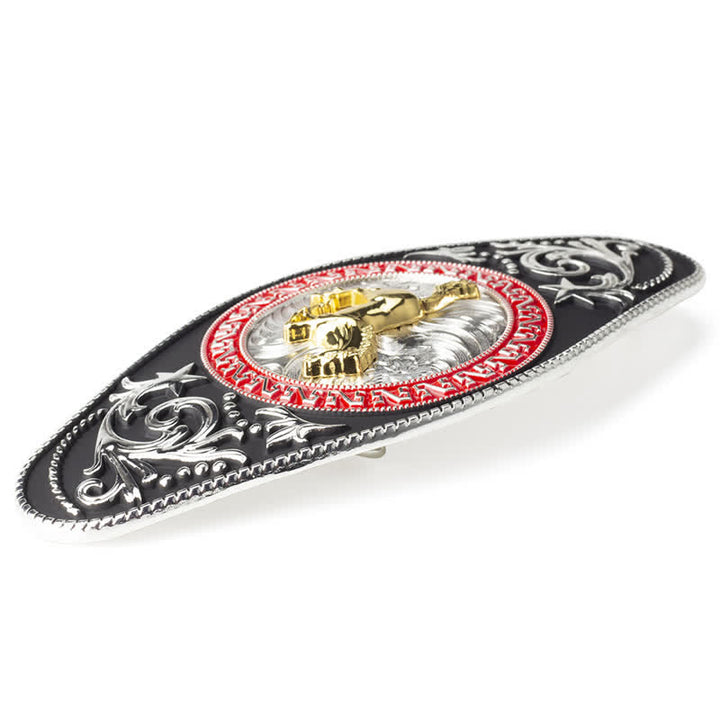 Ceinture en cuir à boucle animalière noire et dorée pour homme - image 4