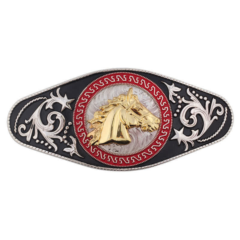 Ceinture en cuir à boucle animalière noire et dorée pour homme - Tête de cheval - Sans ceinture - image 14