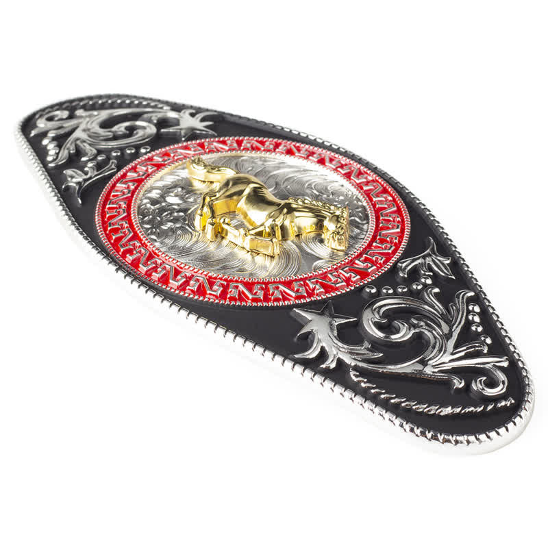Ceinture en cuir à boucle animalière noire et dorée pour homme - image 5