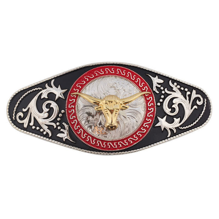Ceinture en cuir à boucle animalière noire et dorée pour homme - Tête de taureau - Sans ceinture - image 23
