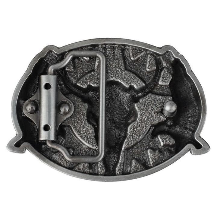 Ceinture en cuir à boucle vintage pour homme avec motif taureau et double aigle