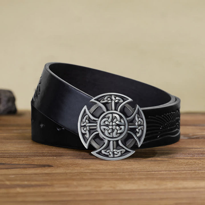 Ceinture en cuir à boucle nouée en croix celtique Viking DIY pour homme