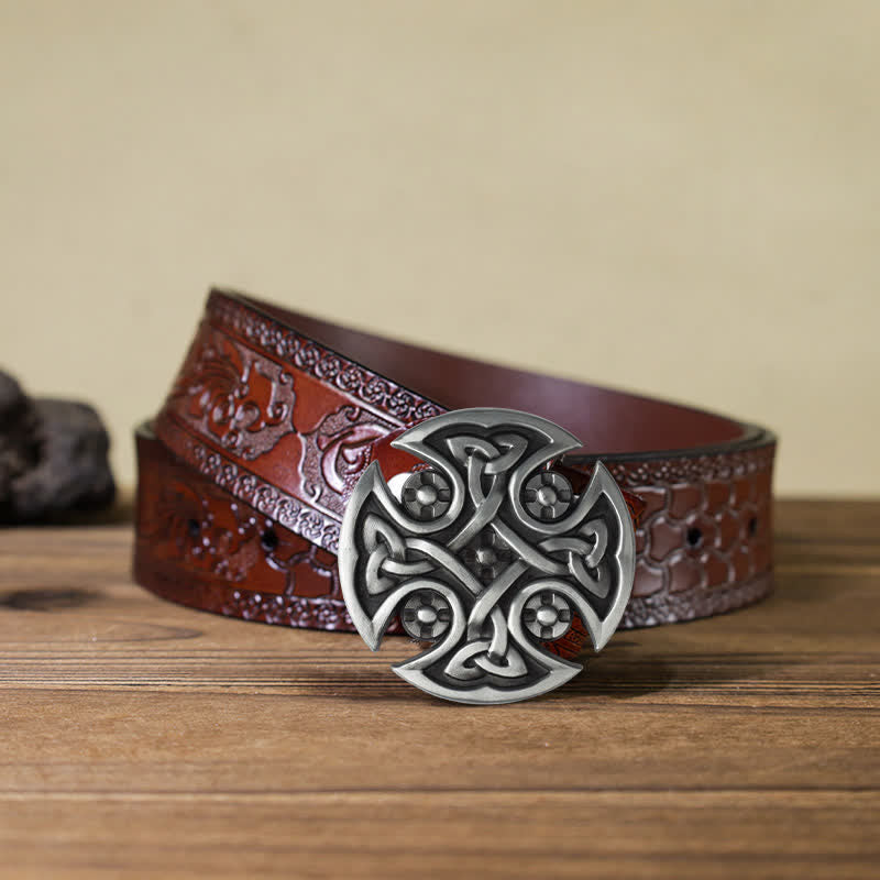 Ceinture en cuir à boucle nouée en croix celtique Viking DIY pour homme