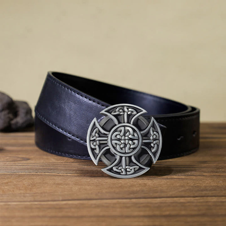 Ceinture en cuir à boucle nouée en croix celtique Viking DIY pour homme