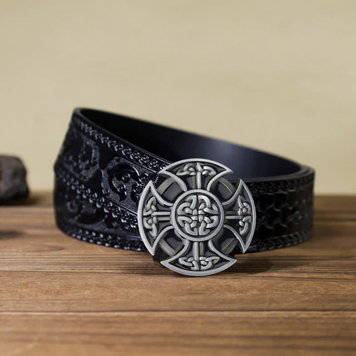 Ceinture en cuir à boucle nouée en croix celtique Viking DIY pour homme