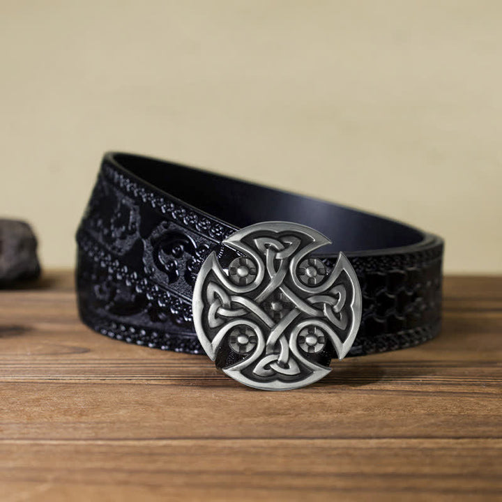 Ceinture en cuir à boucle nouée en croix celtique Viking DIY pour homme