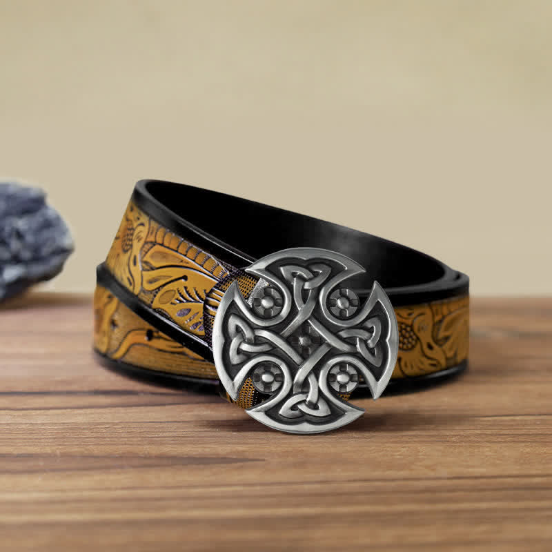 Ceinture en cuir à boucle nouée en croix celtique Viking DIY pour homme