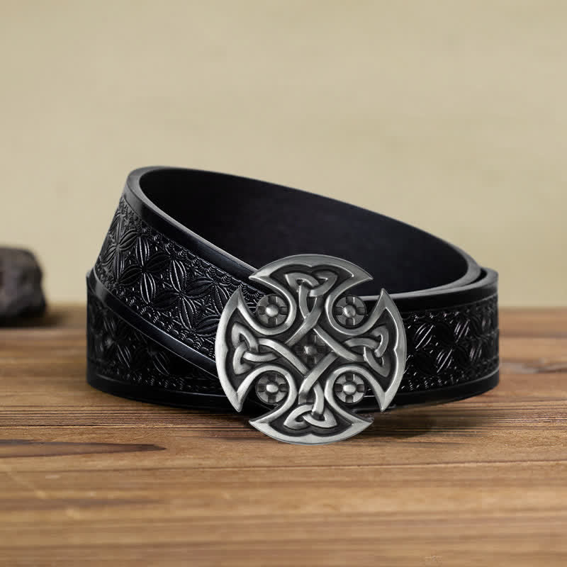 Ceinture en cuir à boucle nouée en croix celtique Viking DIY pour homme