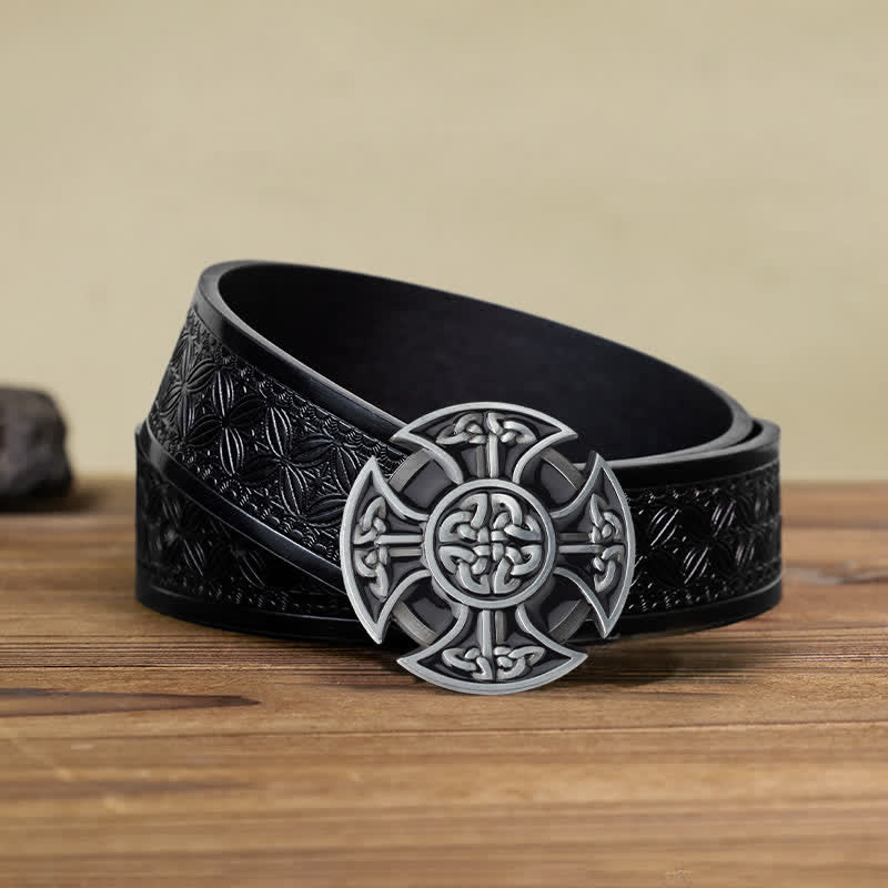 Ceinture en cuir à boucle nouée en croix celtique Viking DIY pour homme