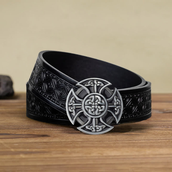 Ceinture en cuir à boucle nouée en croix celtique Viking DIY pour homme