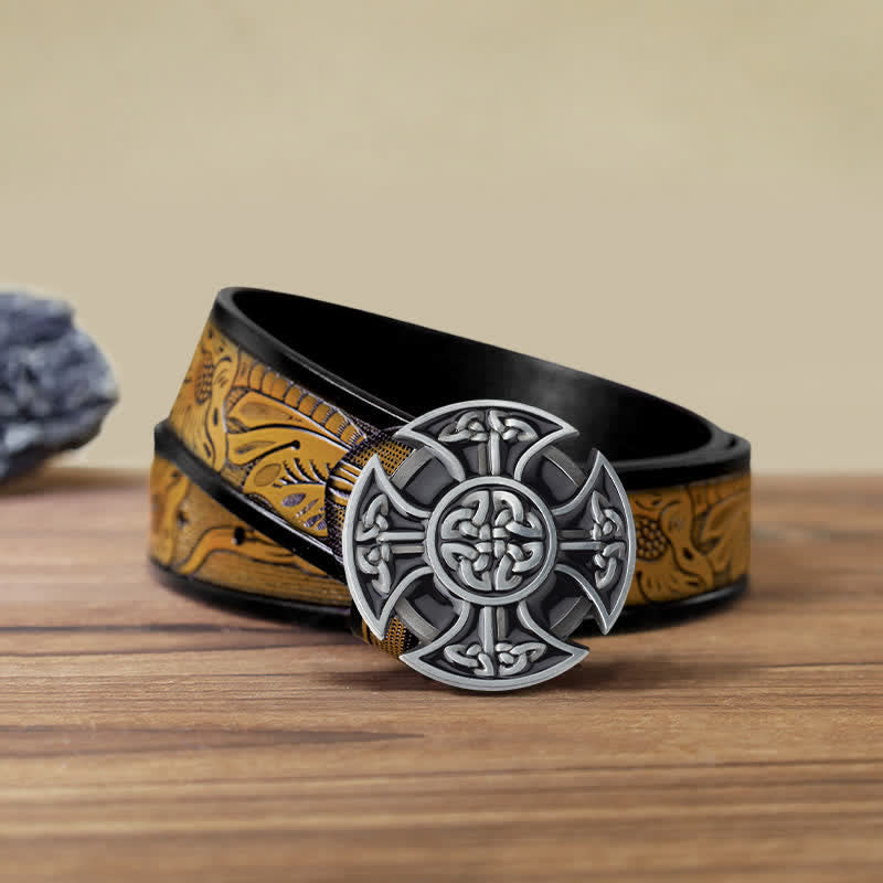 Ceinture en cuir à boucle nouée en croix celtique Viking DIY pour homme