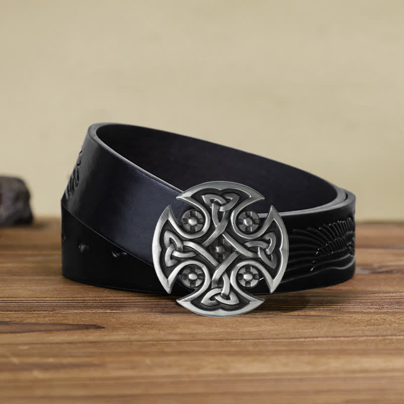 Ceinture en cuir à boucle nouée en croix celtique Viking DIY pour homme