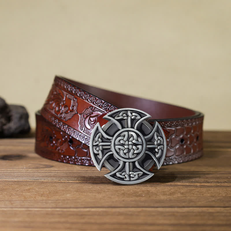 Ceinture en cuir à boucle nouée en croix celtique Viking DIY pour homme