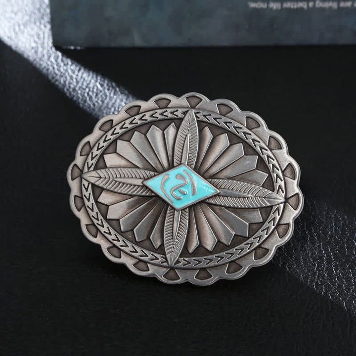 Ceinture en cuir à boucle totem tribale indienne pour homme