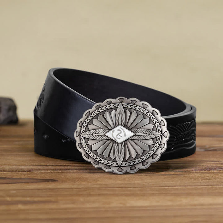 Ceinture en cuir à boucle totem tribale indienne pour homme