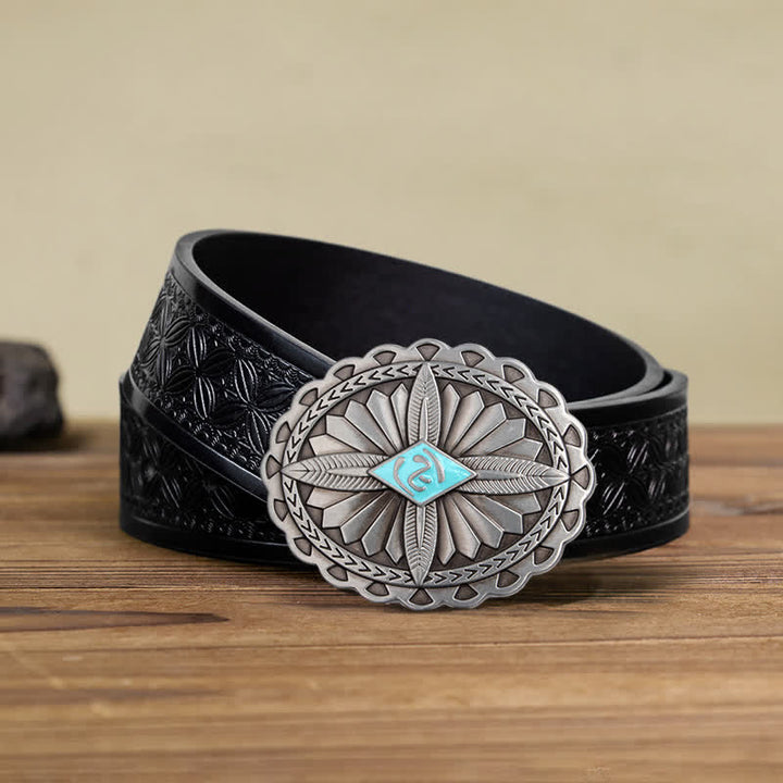 Ceinture en cuir à boucle totem tribale indienne pour homme